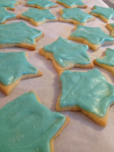 My "faux" Star of David cookies. Note to self: need Hanukkah cookie cutters next year!